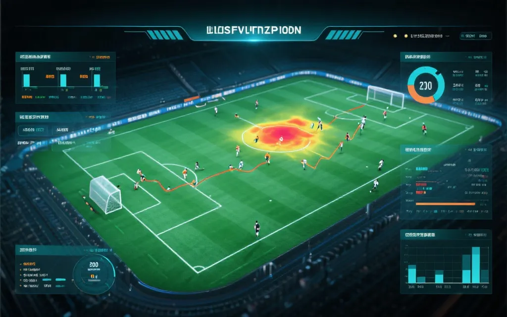 现代足球战术可视化与数据分析的画面，显示压迫与跑动路线